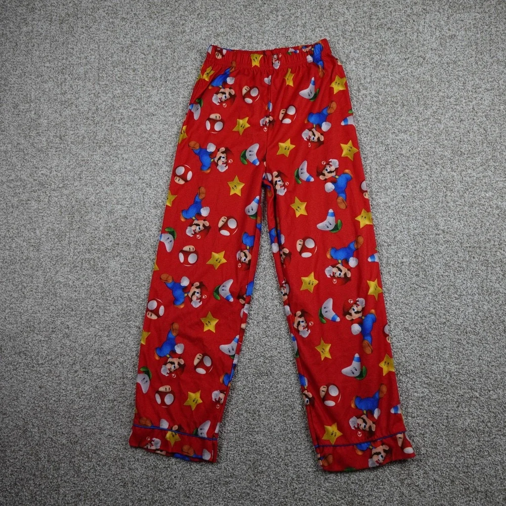 Super Mario Boys Red Fleece Pajama Pants All Over Print Size 10/12 NE262CLB4WM